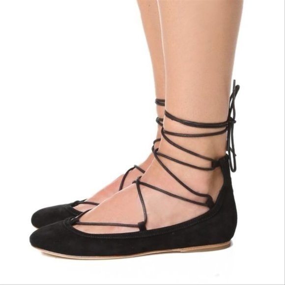 Joie Jenessa Suede Lace-Up Ballerina Flats - Picture 4 of 8